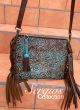 Load image into Gallery viewer, Turquoise floral Crossbody