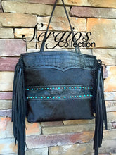 Load image into Gallery viewer, Black Beauty Tote with Turquoise