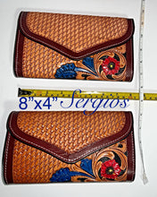 Load image into Gallery viewer, Wallet beautiful hands tooled and hand painted to perfection