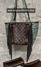 Load image into Gallery viewer, The Dallas Large Tote with authentic designer canvas and embossed leathers