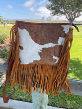 Load image into Gallery viewer, Cowhide Crossbody made out of genuine leather with long 54 inches shoulder strap.