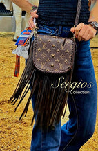 Load image into Gallery viewer, The Barbie mini saddle bag with repurposed LV canvas