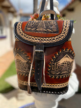 Load image into Gallery viewer, Frida Kalho collection Backpack. Handmade,Hand tooled,Hand painted.
