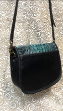 Load image into Gallery viewer, Santa Barbara Saddle bag style in TOURQUOISE crock “embossed print” cowhide leather