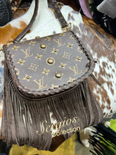 Load image into Gallery viewer, Barbie with Studs & Repurposed LV canvas