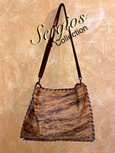 Load image into Gallery viewer, The perfect Rodeo Western tote bag in brindle cowhide