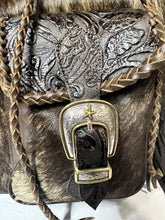Load image into Gallery viewer, The Jody Deluxe backpack in brindle Hyde and silver western buckles