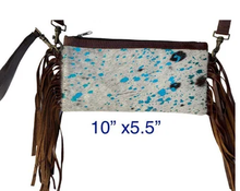 Load image into Gallery viewer, Crossbody/Wristlets in Acid turquoise cowhide