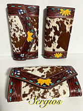 Load image into Gallery viewer, Beautiful hand tooled and paint wallet .