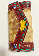 Load image into Gallery viewer, Beautiful hand tooled and paint wallet .