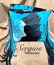 Load image into Gallery viewer, Rodeo Passion shoulder bag with rare acid wash cowhide
