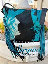 Load image into Gallery viewer, Rodeo Passion shoulder bag with rare acid wash cowhide