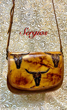 Load image into Gallery viewer, Santa Barbara Saddle bag style with longhorn in tan