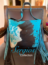 Load image into Gallery viewer, Rodeo Passion shoulder bag with rare acid wash cowhide