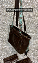 Load image into Gallery viewer, The Dallas Large Tote with authentic designer canvas and embossed leathers