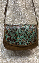 Load image into Gallery viewer, Santa Barbara Saddle bag style WITH FLORAL TURQUOISE