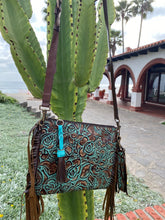 Load image into Gallery viewer, Turquoise floral Crossbody