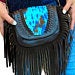 Load image into Gallery viewer, Boho "Hipster" adjustable crossbody Purse with Belt loop clip. Fringe/Cowhide/Studded