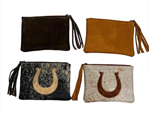 Cowhide pouches for makeup etc