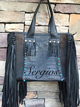 Load image into Gallery viewer, Black Beauty Tote with Turquoise