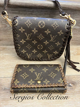 Load image into Gallery viewer, The Barbie mini saddle bag with repurposed LV canvas