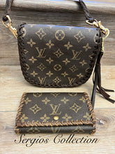 Load image into Gallery viewer, Barbie with Studs & Repurposed LV canvas