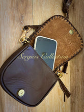 Load image into Gallery viewer, The Barbie mini saddle bag with repurposed LV canvas