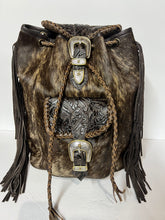 Load image into Gallery viewer, The Jody Deluxe backpack in brindle Hyde and silver western buckles