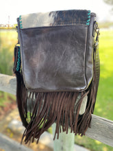 Load image into Gallery viewer, Kathy Sigle Art in a soft Sergios Collection black leather crossbody