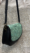 Load image into Gallery viewer, Santa Barbara Saddle bag style in turquoise floral leather