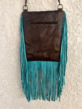 Load image into Gallery viewer, Cristina Turquoise & Dark Brown Acid Wash hide with Longhorn