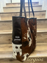 Load image into Gallery viewer, The Wyoming is Beautiful cowhide tricolor hair on tote