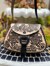 Load image into Gallery viewer, Handmade hand tooled crossbody bag.