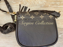 Load image into Gallery viewer, The Barbie mini saddle bag with repurposed LV canvas