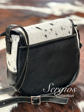 Load image into Gallery viewer, Cowhide round flap Crossbody