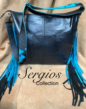 Load image into Gallery viewer, Rodeo Passion shoulder bag with rare acid wash cowhide