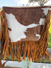Load image into Gallery viewer, Cowhide Crossbody made out of genuine leather with long 54 inches shoulder strap.