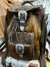Load image into Gallery viewer, The Jody Deluxe backpack in brindle Hyde and silver western buckles