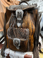 Load image into Gallery viewer, The Jody Deluxe backpack in brindle Hyde and silver western buckles