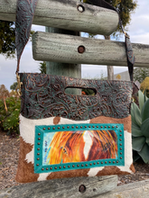 Load image into Gallery viewer, Kathy Sigle Beautiful Art on Sergios Collection on Embossed Cowhide Limited Edition Bag.