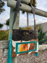 Load image into Gallery viewer, Kathy Sigle Beautiful Art on Sergios Collection on Embossed Cowhide Limited Edition Bag.