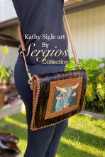 Load image into Gallery viewer, Beautiful Art by Kathy Sigle Added To A Soft Leather Messenger Style Bag by Sergios Collection