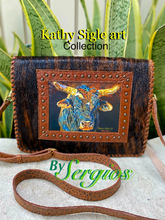 Load image into Gallery viewer, Beautiful Art by Kathy Sigle Added To A Soft Leather Messenger Style Bag by Sergios Collection