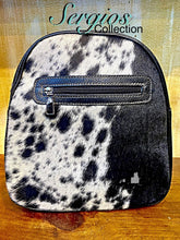Load image into Gallery viewer, Medium Black & White Cowhide Backpack