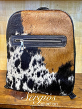 Load image into Gallery viewer, Large Tricolor Cowhide Backpack