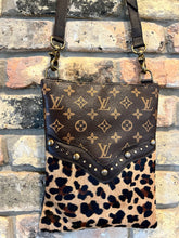 Load image into Gallery viewer, Cristina Crossbody with Leopard cowhide &amp; Repurposed LV
