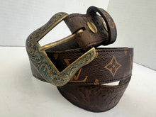 Load image into Gallery viewer, Leather Belts with Repurposed LV
