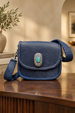 Load image into Gallery viewer, Saint Cloud GM Epi Leather Black with Tibetan Silver &amp; Turquoise Medallion
