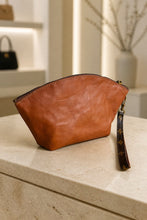 Load image into Gallery viewer, Jet Set Medium Leather Travel Kit / Cosmetic bag with designer striped
