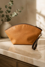 Load image into Gallery viewer, Jet Set Medium Leather Travel Kit / Cosmetic bag with designer striped
